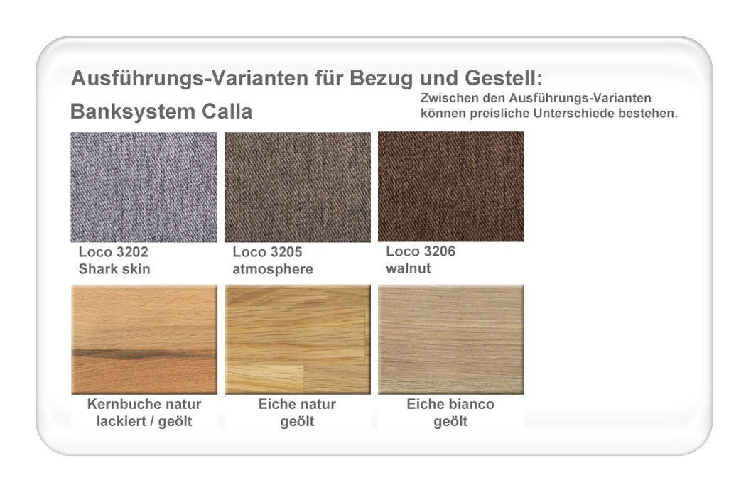 expendio Eckbankgruppe Grover XL, (komplette Tischgruppe, Spar-Set, 4-tlg), Tisch Kernbuche + Eckbank + Bank Calla + Stuhl Cordia Loco shark skim