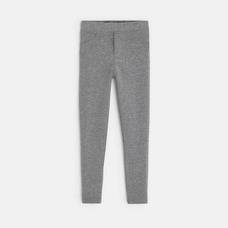 Leggings en jersey uni gris fille