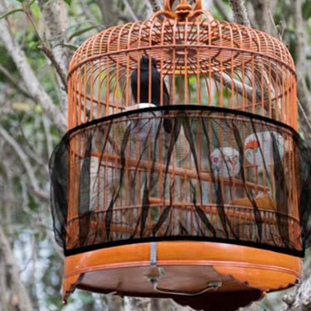 Juoungle Vogelkäfig 1 Stück Universal-Vogelkäfig-Abdeckung aus Nylon-Netz, Schwarz