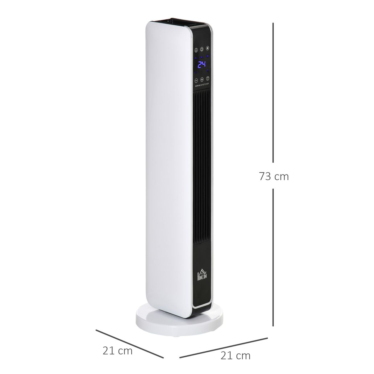 HOMCOM Heizgerät Heizlüfter 2200W Elektroheizer Keramik Heizturm mit Fernbedienung 8-Stunden-Timer Oszillation Heizer Heizung ABS PA Weiß Schwarz 21 x 21 x 73 cm