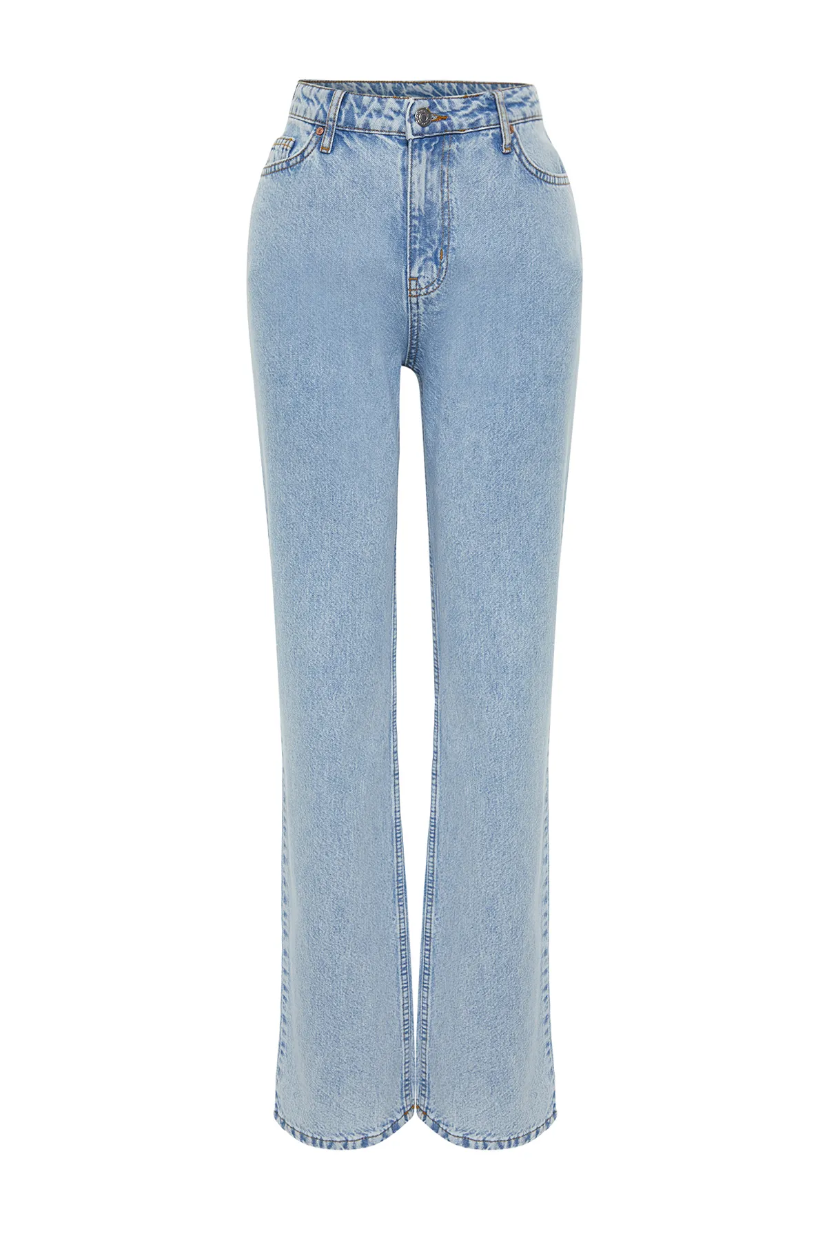 Trendyol Collection  Hellblaue Jeans mit niedriger Taille und weitem Bein TWOSS24JE00029