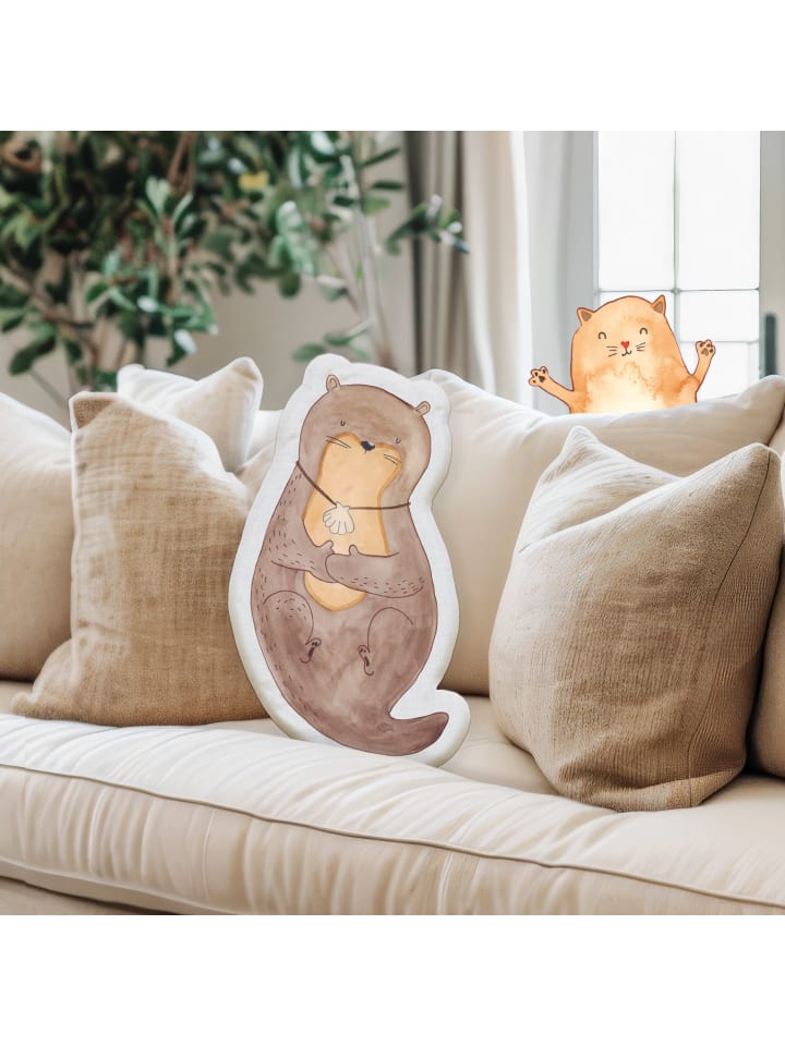 Mr. & Mrs. Panda Kissen Kuscheltier Otter Muschel ohne Spruch in Weiß günstig kaufen