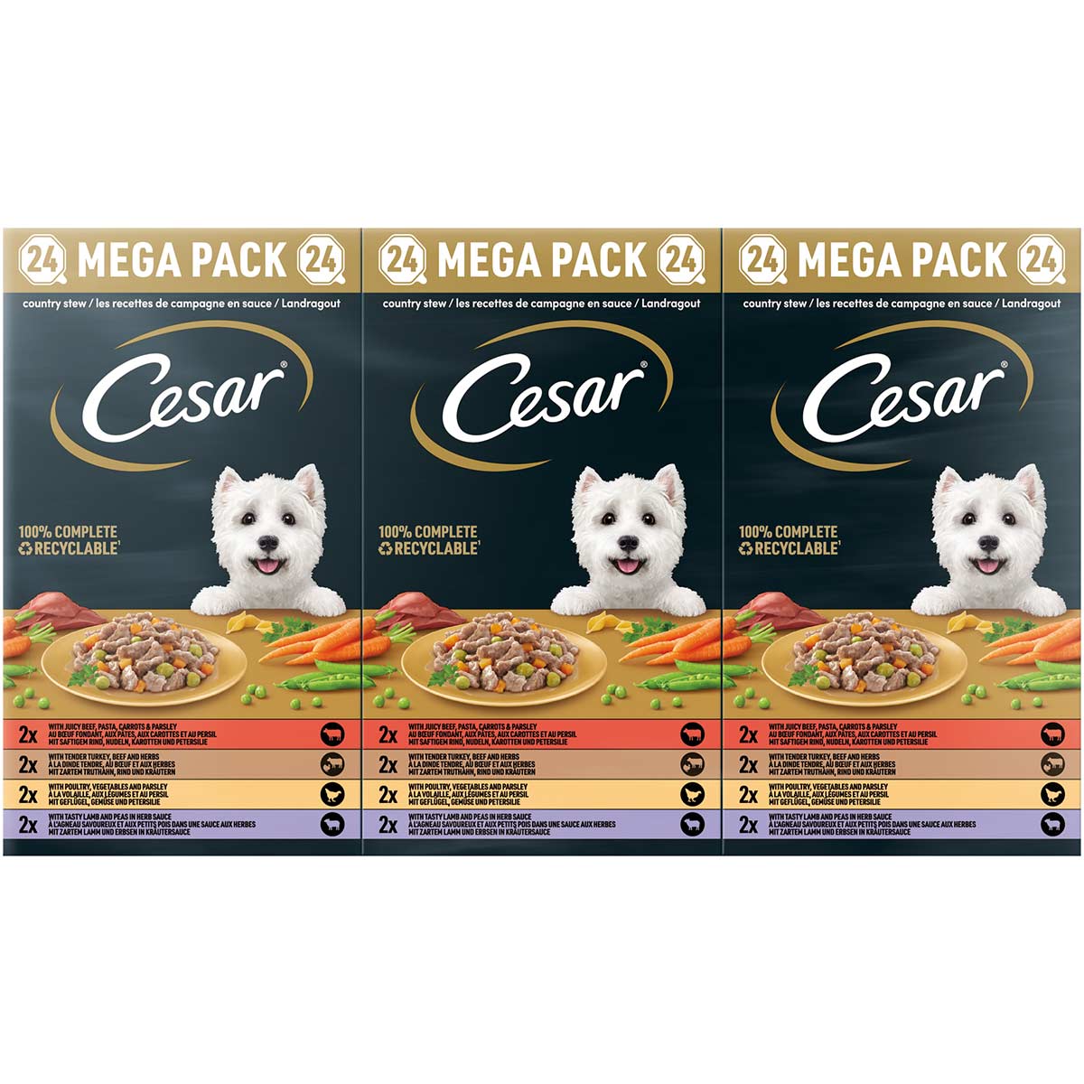 Cesar Landragout 4 Varietäten Schale 24x150g kaufen bei ZooRoyal