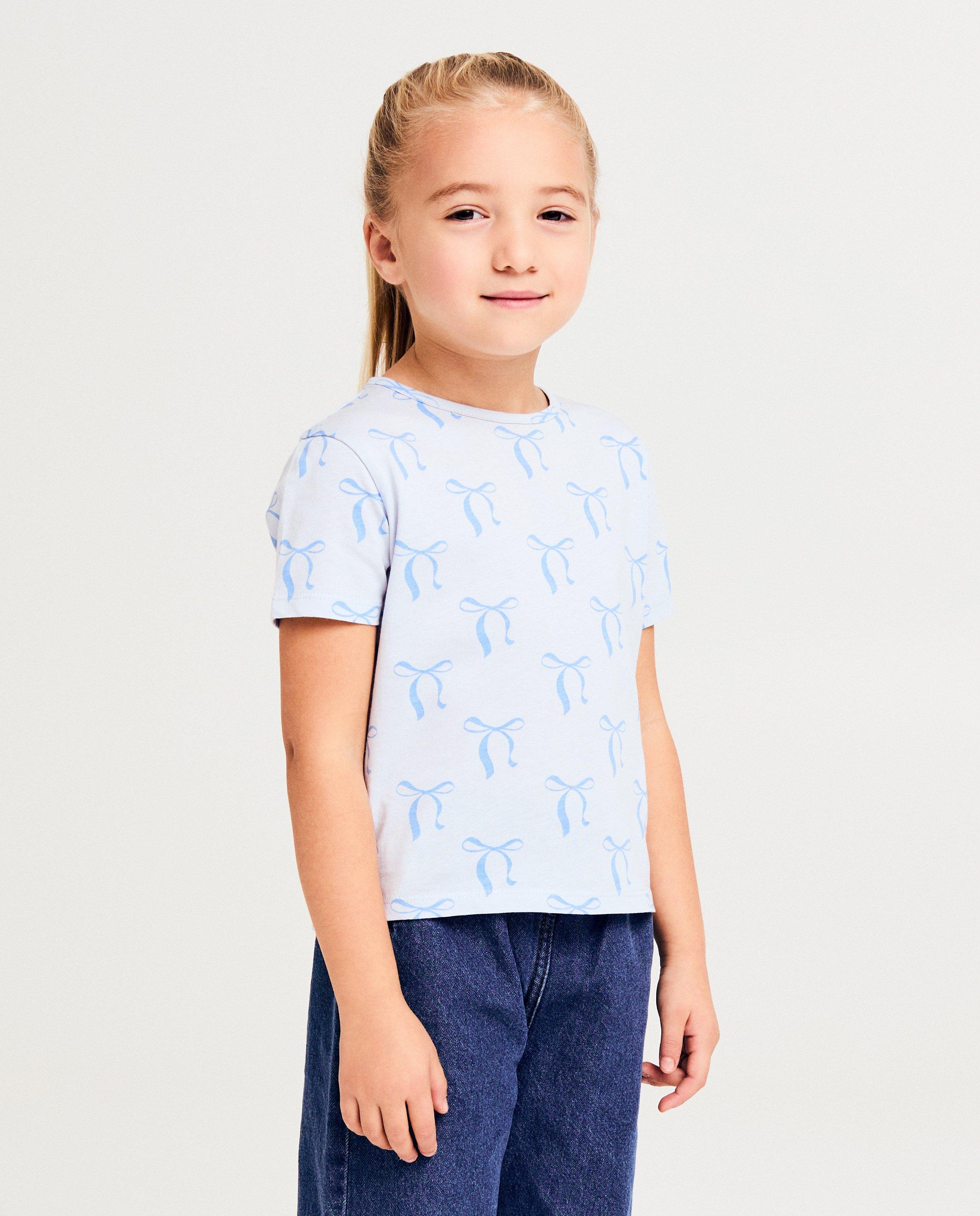 Tricou Besties cu imprimeu cu funde, albastru deschis
