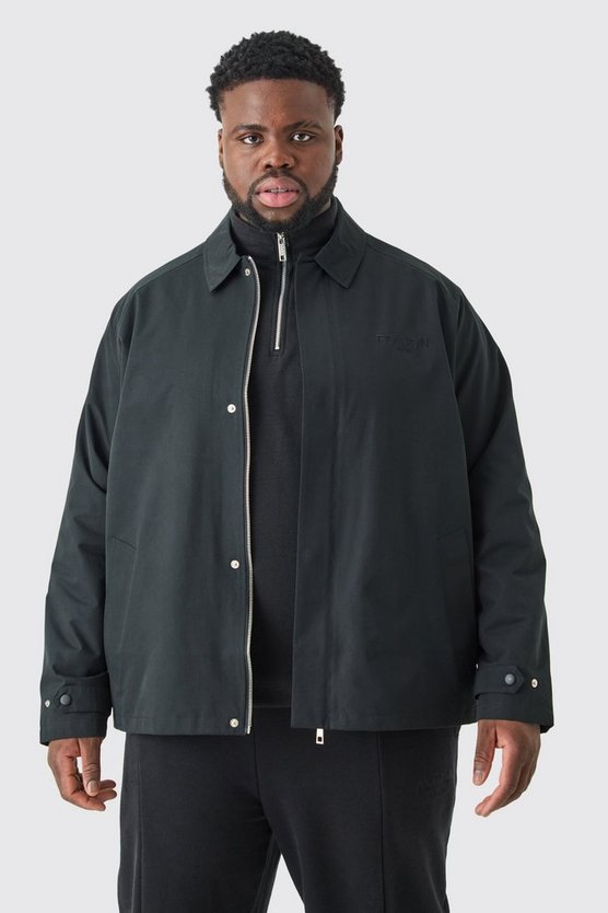 Plus bestickte Twill Coach-Jacke