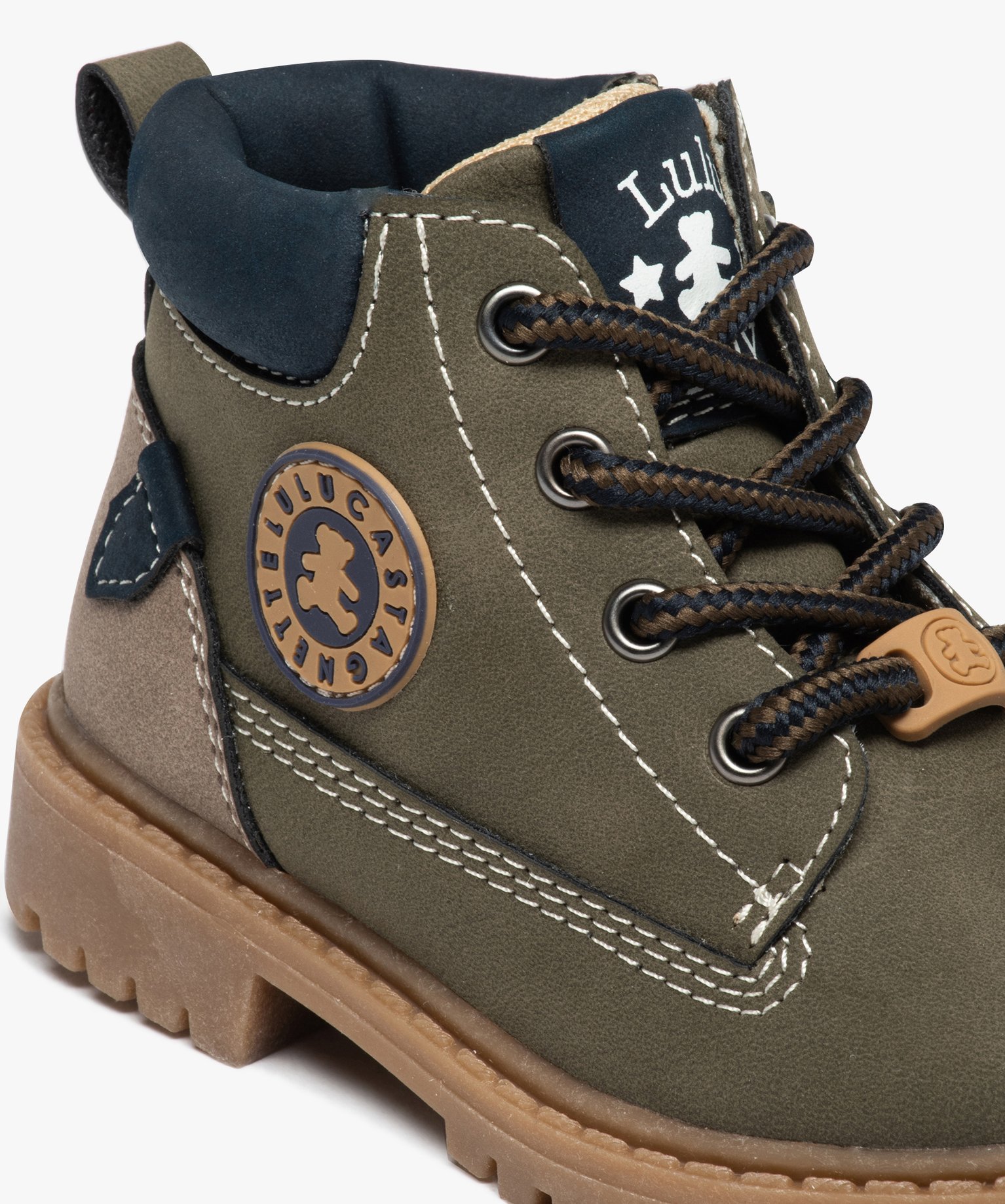 Boots bébé Garçon mid-cut lisses à lacets et à zip - Lu... kaki | GEMO