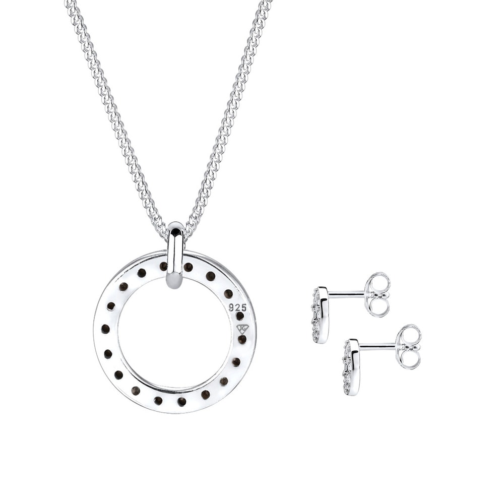 Elli Elli Ensemble de Bijoux Femmes Cercle Pendentif étincelant Géo Set clous d'oreill Bijoux