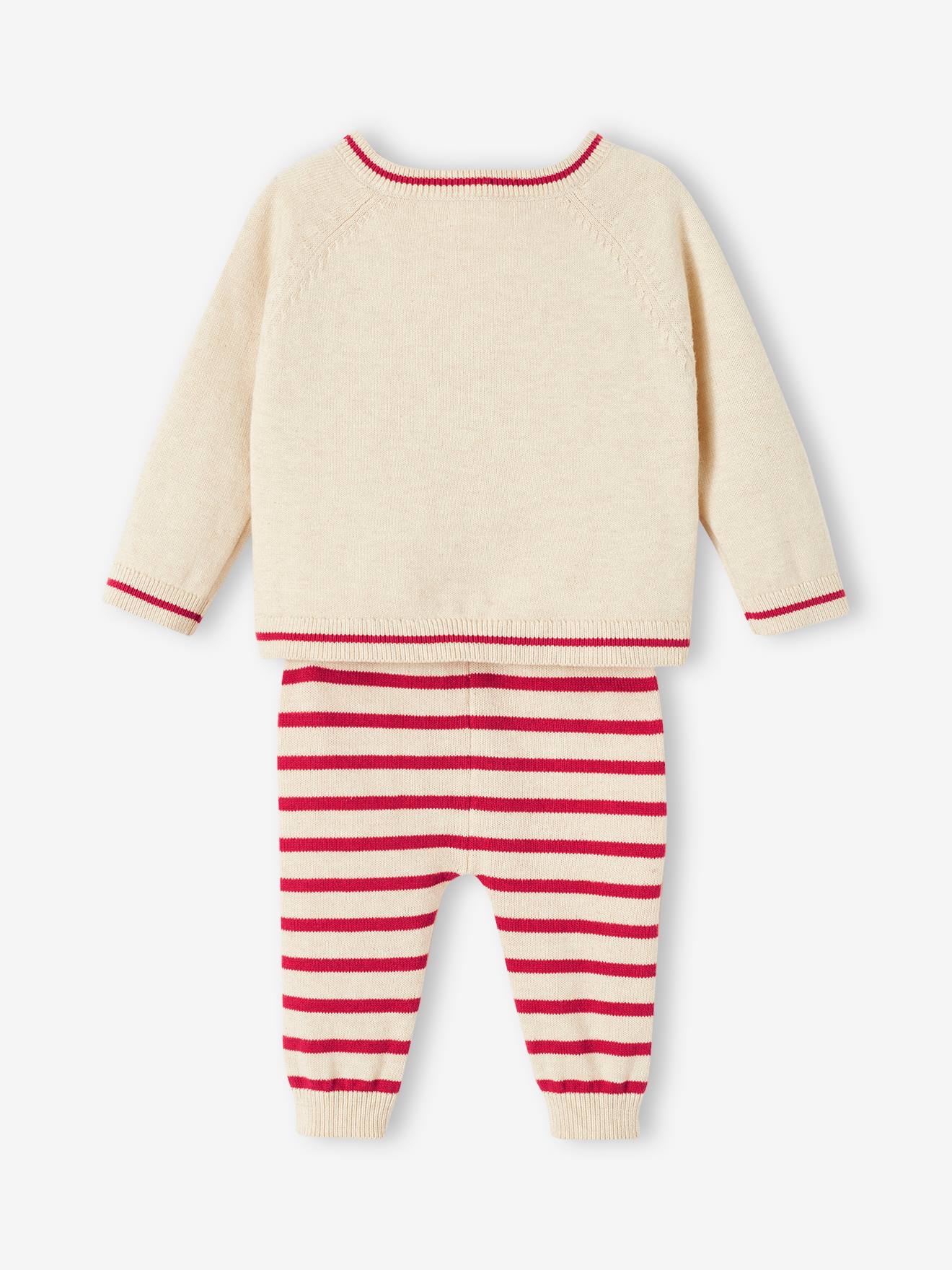 Vertbaudet Baby Weihnachts-Set: Pullover & Hose Oeko-Tex - beige meliert