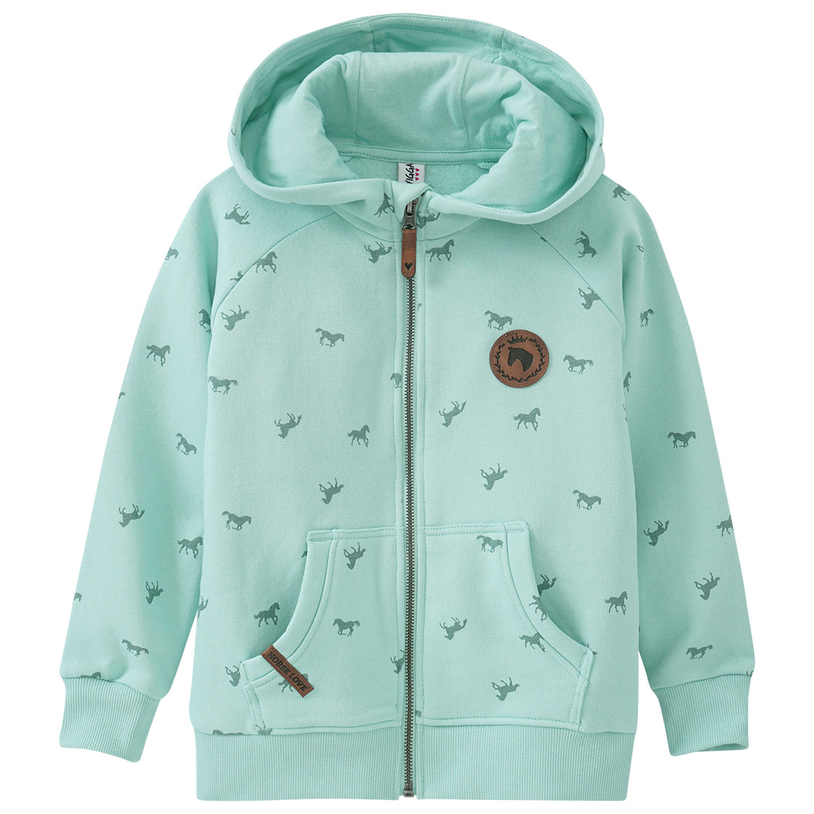 Mädchen Sweatjacke mit Pferde-Allover