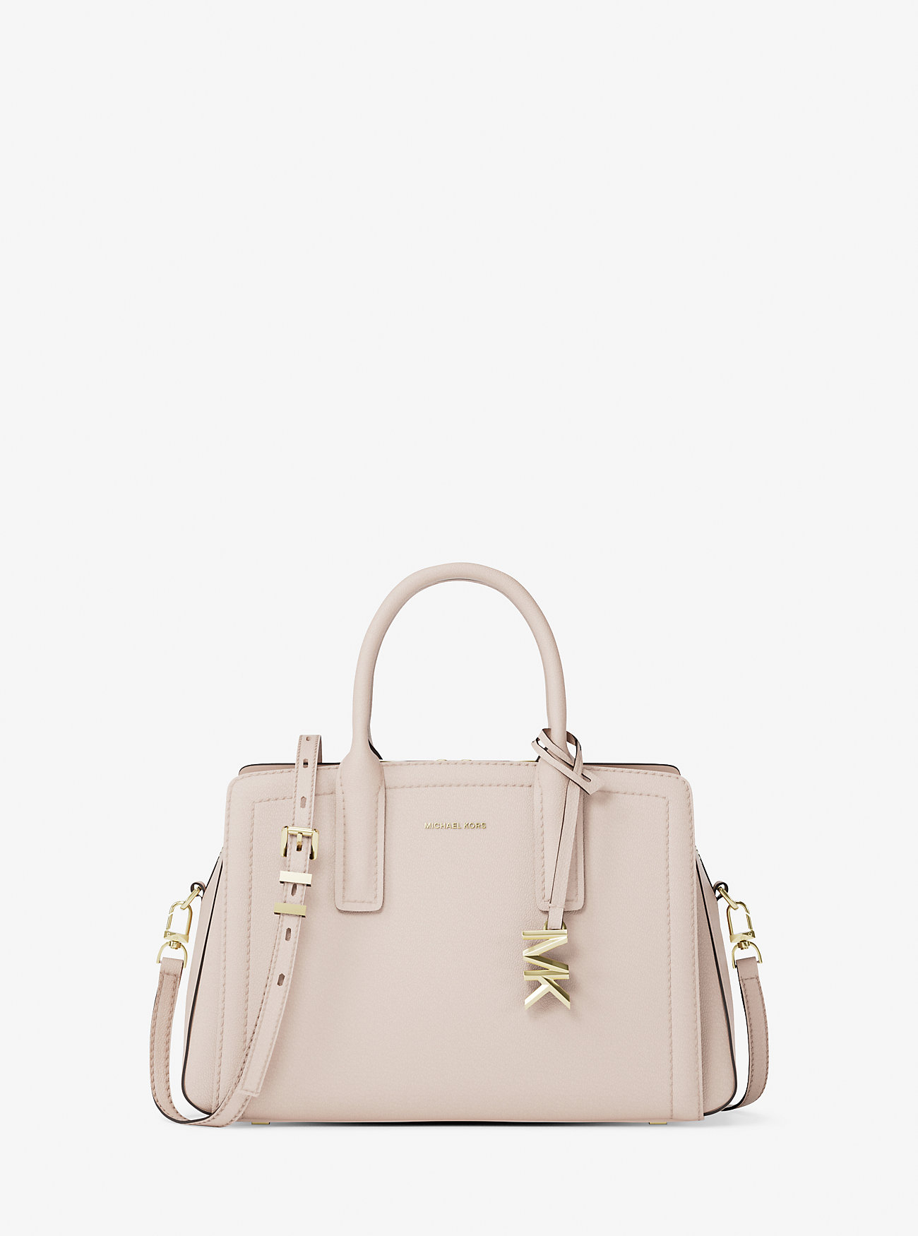 Laila Small Pebbled Leather Satchel - SOFT PINK