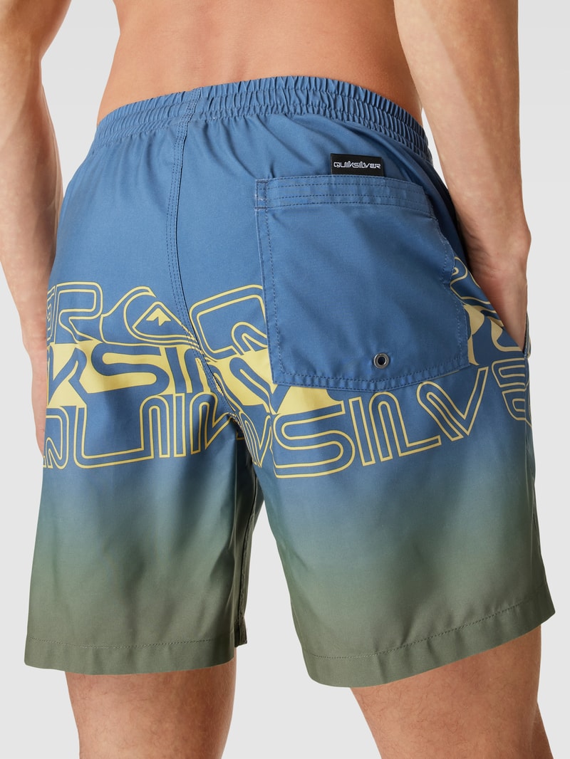 Badehose mit Label-Print in blau