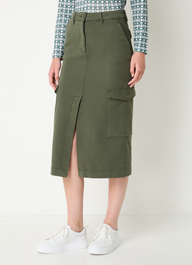 River Woods Midirock aus Lyocell-Mischgewebe mit aufgesetzten Taschen und Schlitz