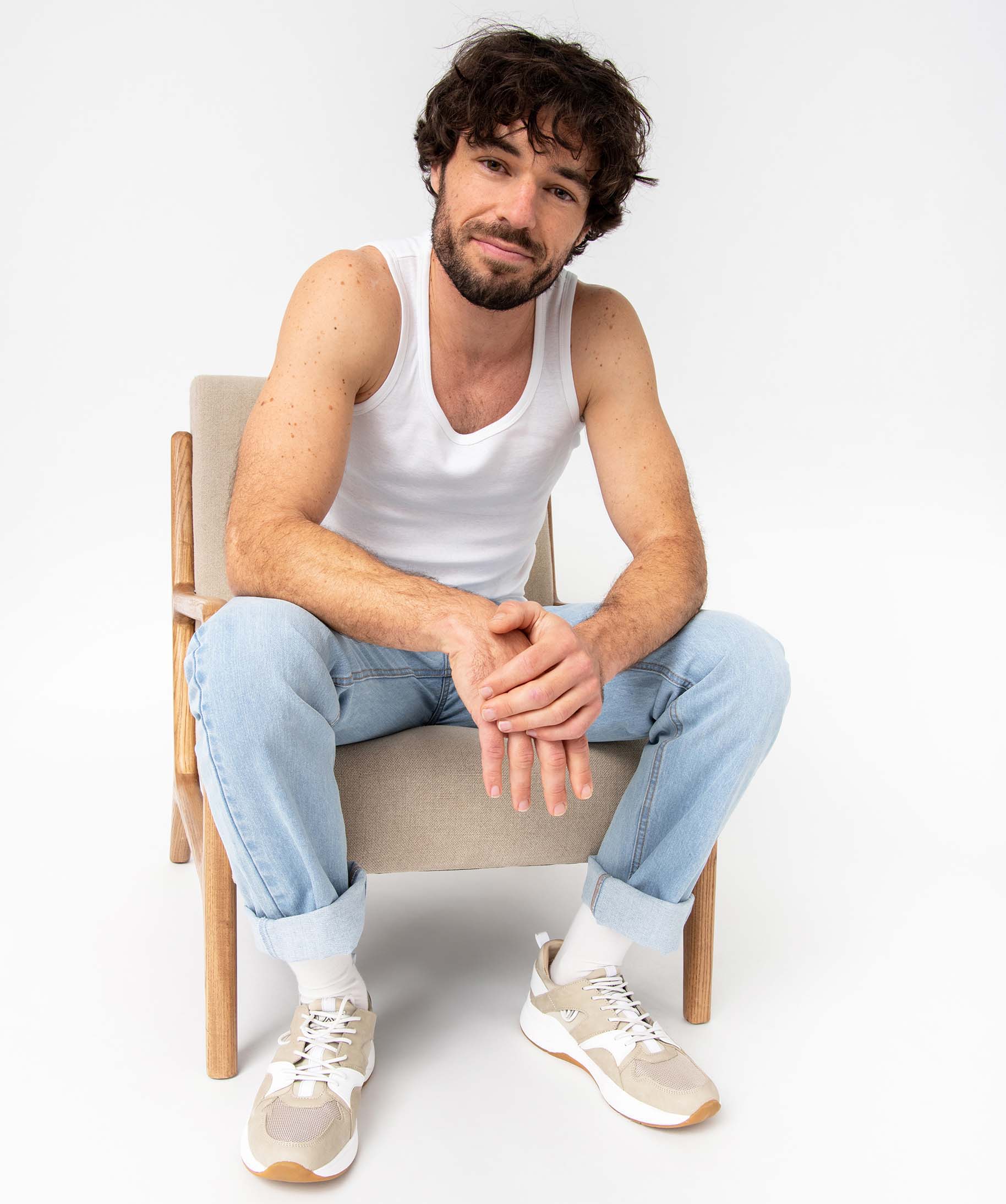 Débardeur homme à col rond en coton biologique (lot de 2) blanc | GEMO