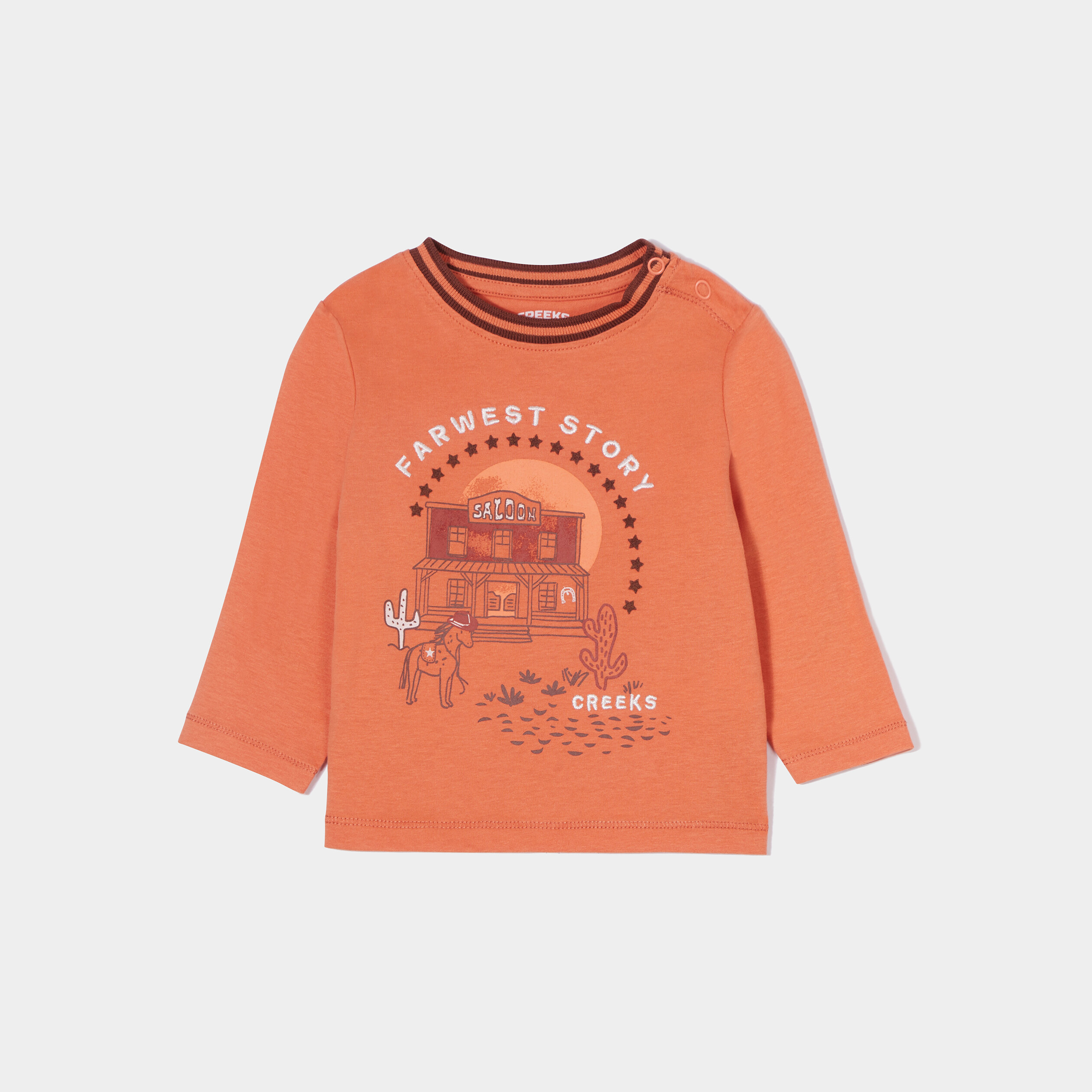 T-shirt manches longues Creeks orange bébé garçon | La Halle