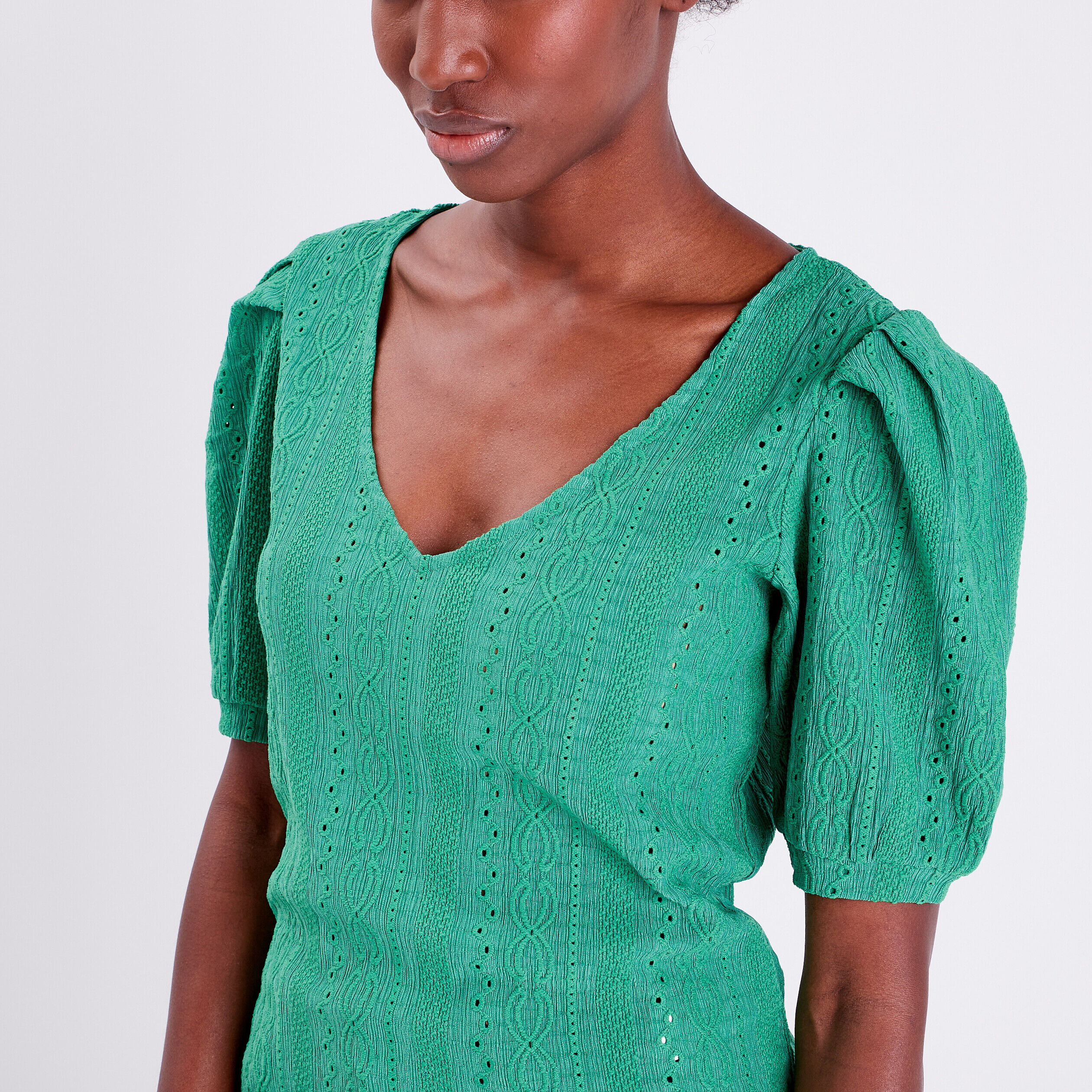 T-shirt manches courtes vert femme | Cache Cache