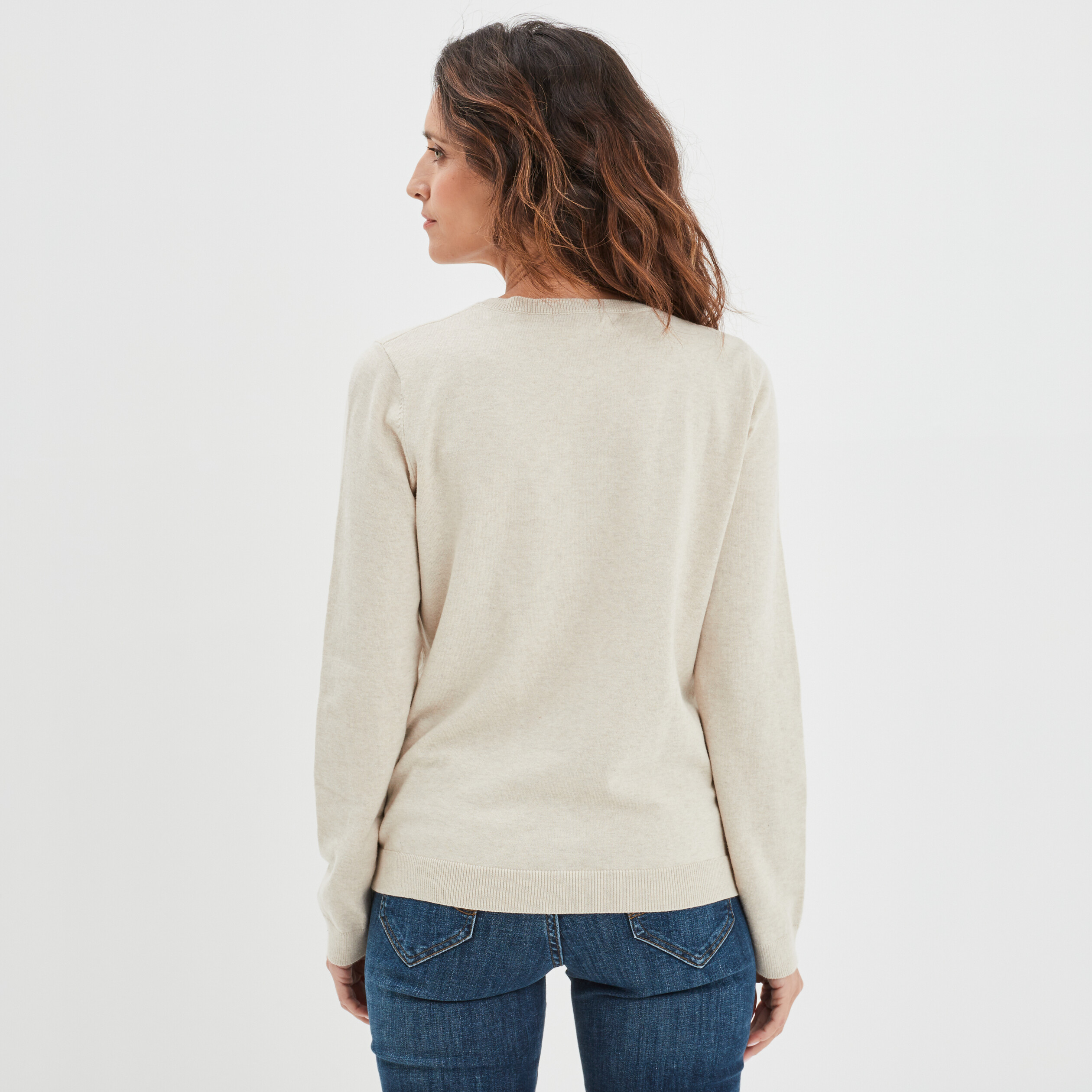 Gilet manches longues boutonné sable femme | La Halle