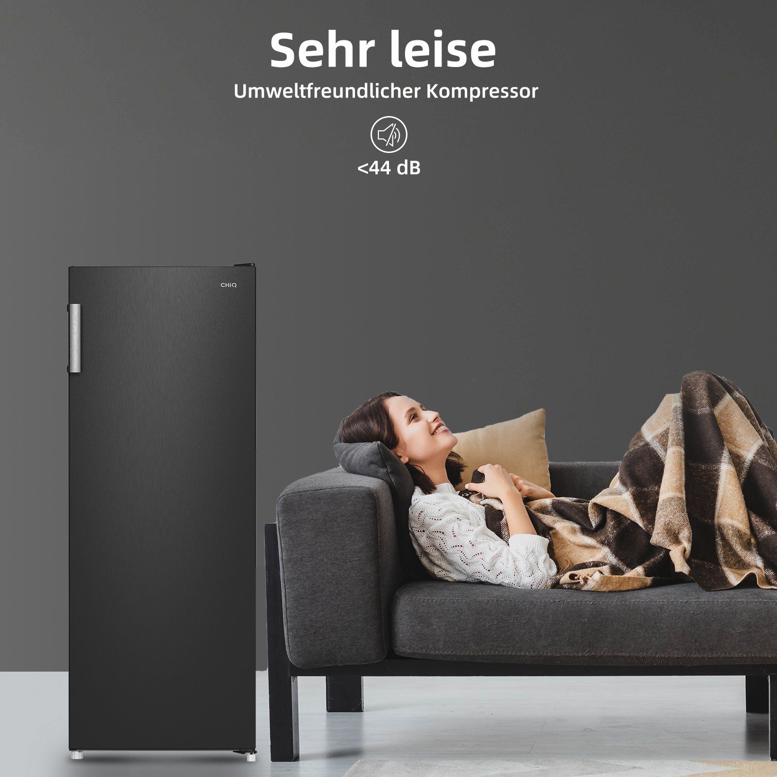 CHiQ Gefrierschrank FSD166NE4E, 144 cm hoch, 54 cm breit, 4 Sterne Gefrierfach, 166L,12 Jahre Garantie auf den Kompressor