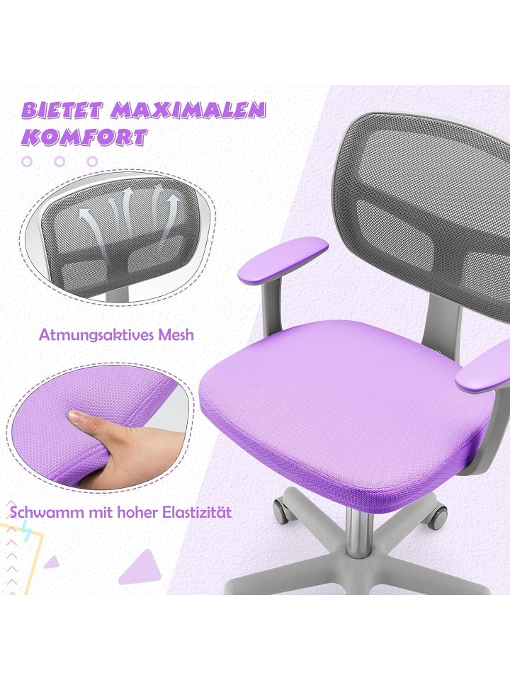 COSTWAY Schreibtischstuhl 3-10 Jahren Drehbar in Lila günstig kaufen onesize