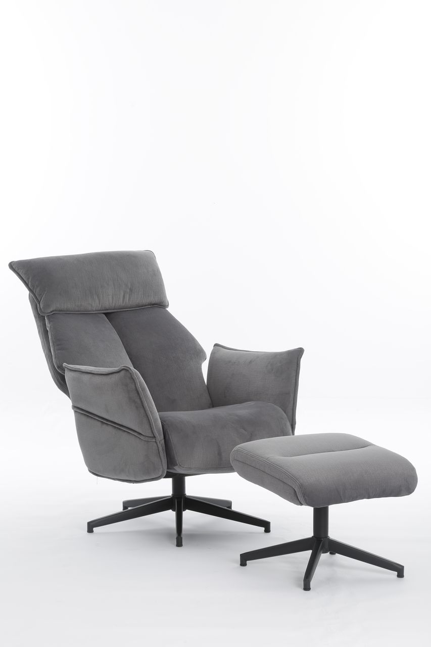 Happy Home Happy Home gepolsteter Relaxsessel mit Hocker HWP60-DGR dunkelgrau