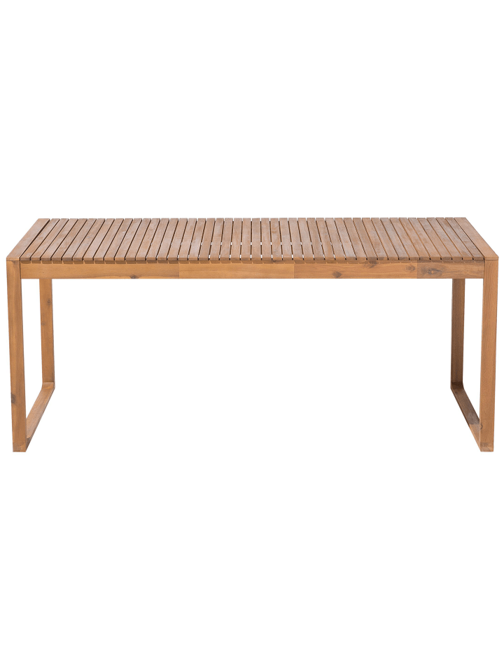 Beliani 9-tlg Gartentisch Set SASSARI in Heller Holzfarbton/Blau günstig kaufen onesize
