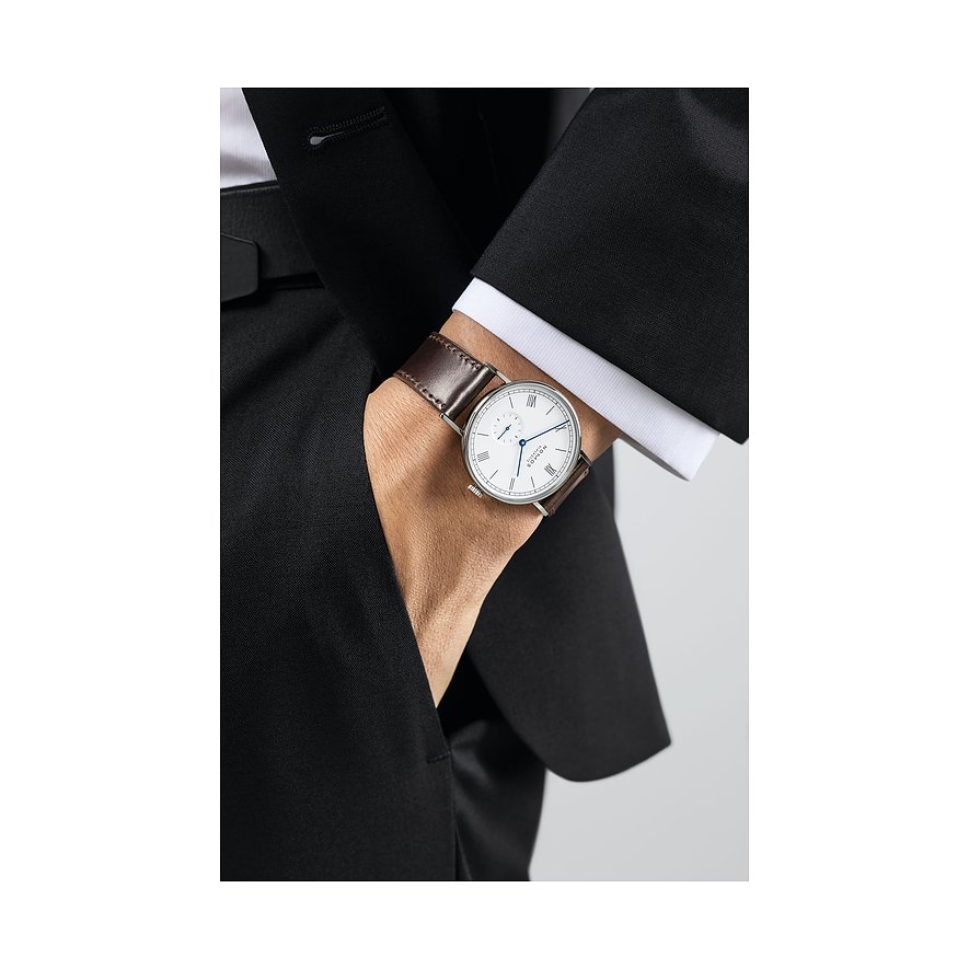 Nomos Glashütte Herrenuhr Ludwig 38 emailleweiss