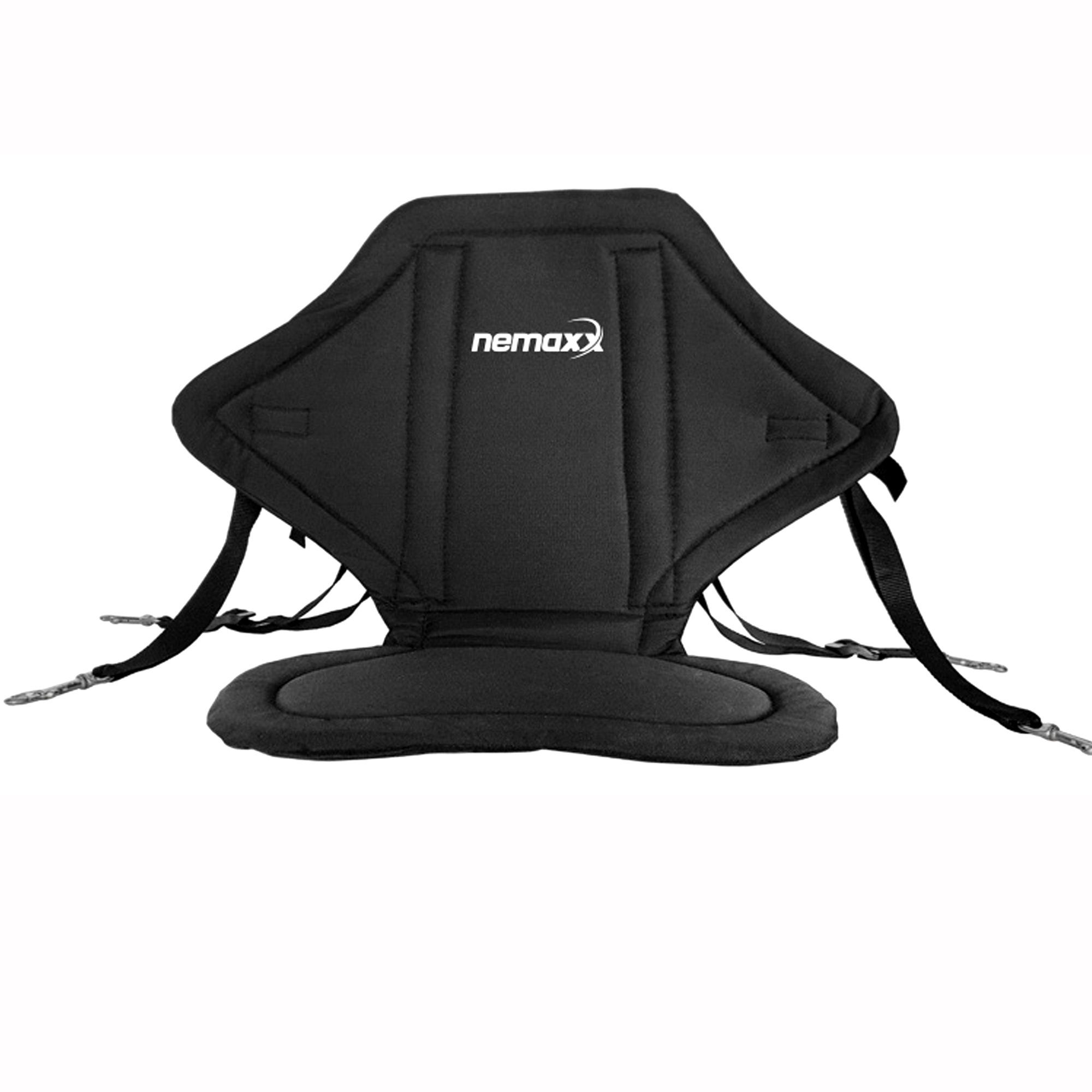 NEMAXX Inflatable SUP-Board, NEMAXX Komfort Sitz für SUP mit Sitz- und Rückenpolster Kissen - Stand Up Paddle Board Sitzauflage mit Sitztasche, Kajak- / Kanusitz - rutschfest, schwarz