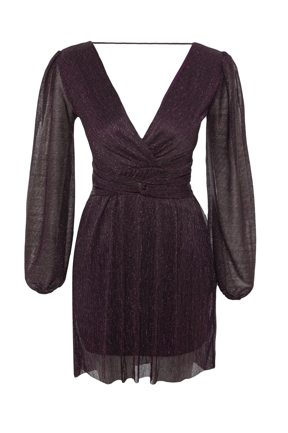 Trendyol Collection  Detailliertes Abendkleid mit lila Ärmeln TPRAW23EL00301