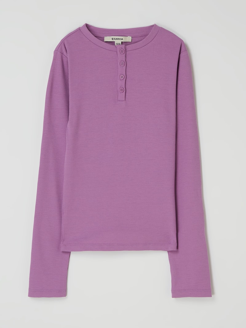 Serafino-Shirt mit Stretch-Anteil in lila