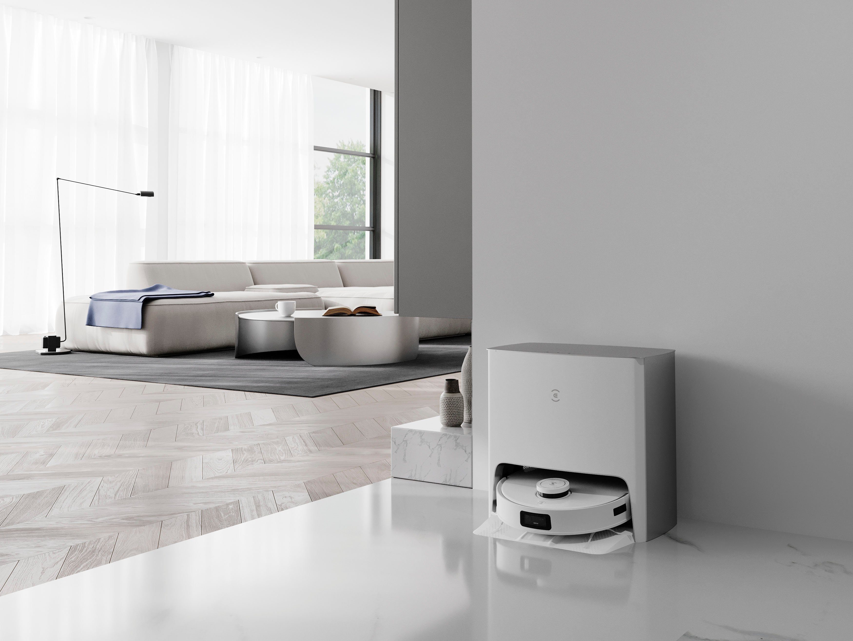 ECOVACS Nass-Trocken-Saugroboter DEEBOT T10 TURBO, 45 W, beutellos, 5200PA, DToF-Laser, AIVI 3.0, Reinigungsstation, YIKO, Weiss/Silber