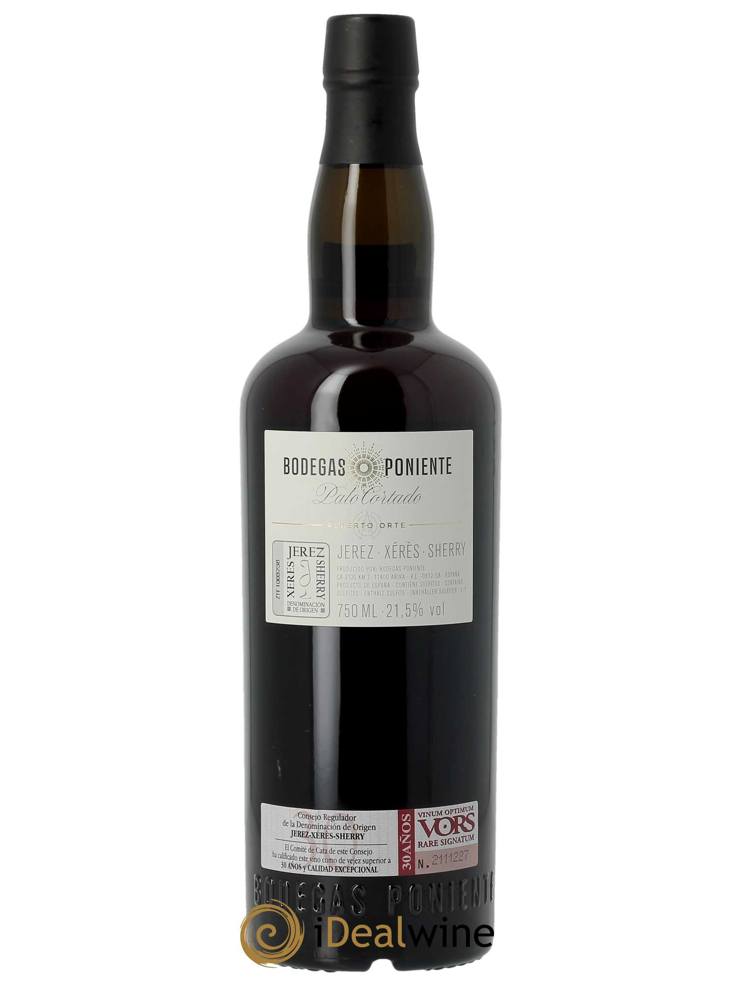 Jerez Palo Cortado Saca 122 Bodegas Poniente Alberto Orte   - Lot de 1 Bouteille