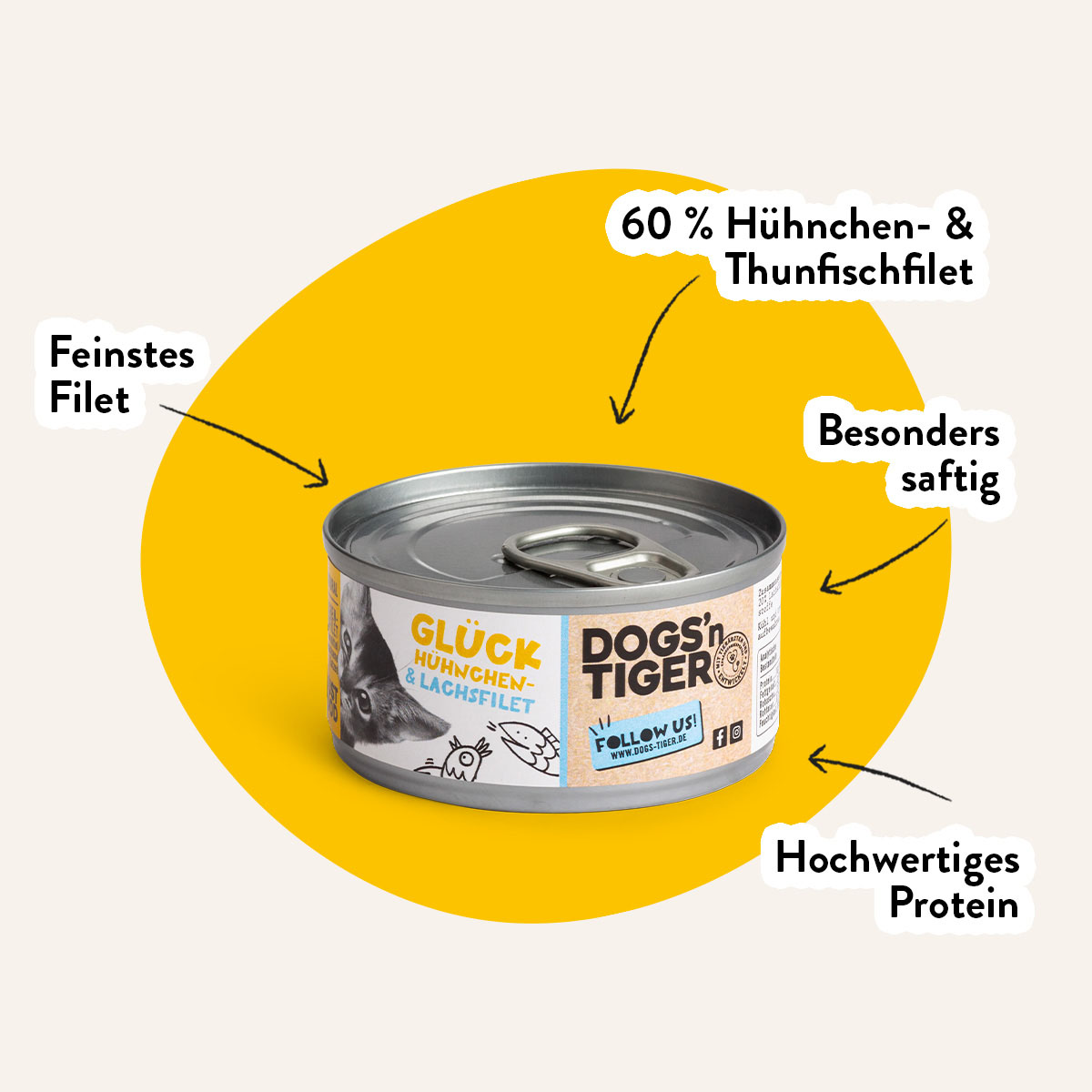 Dogs'n Tiger Glück Nassfutter Hühner- & Lachsfilet bei ZooRoyal