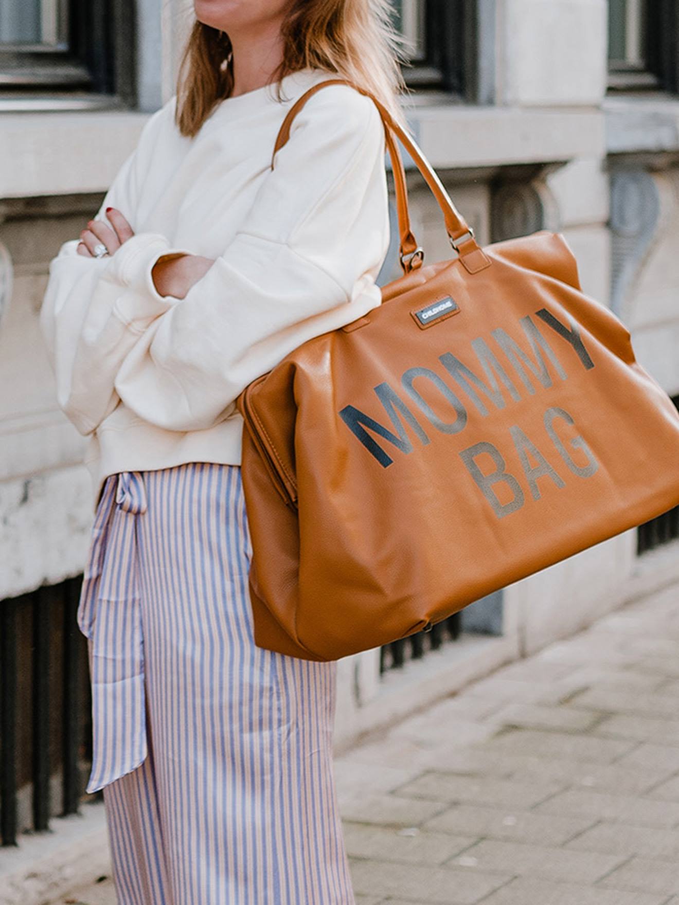 Sac à langer Mommy bag simili cuir CHILDHOME brun
