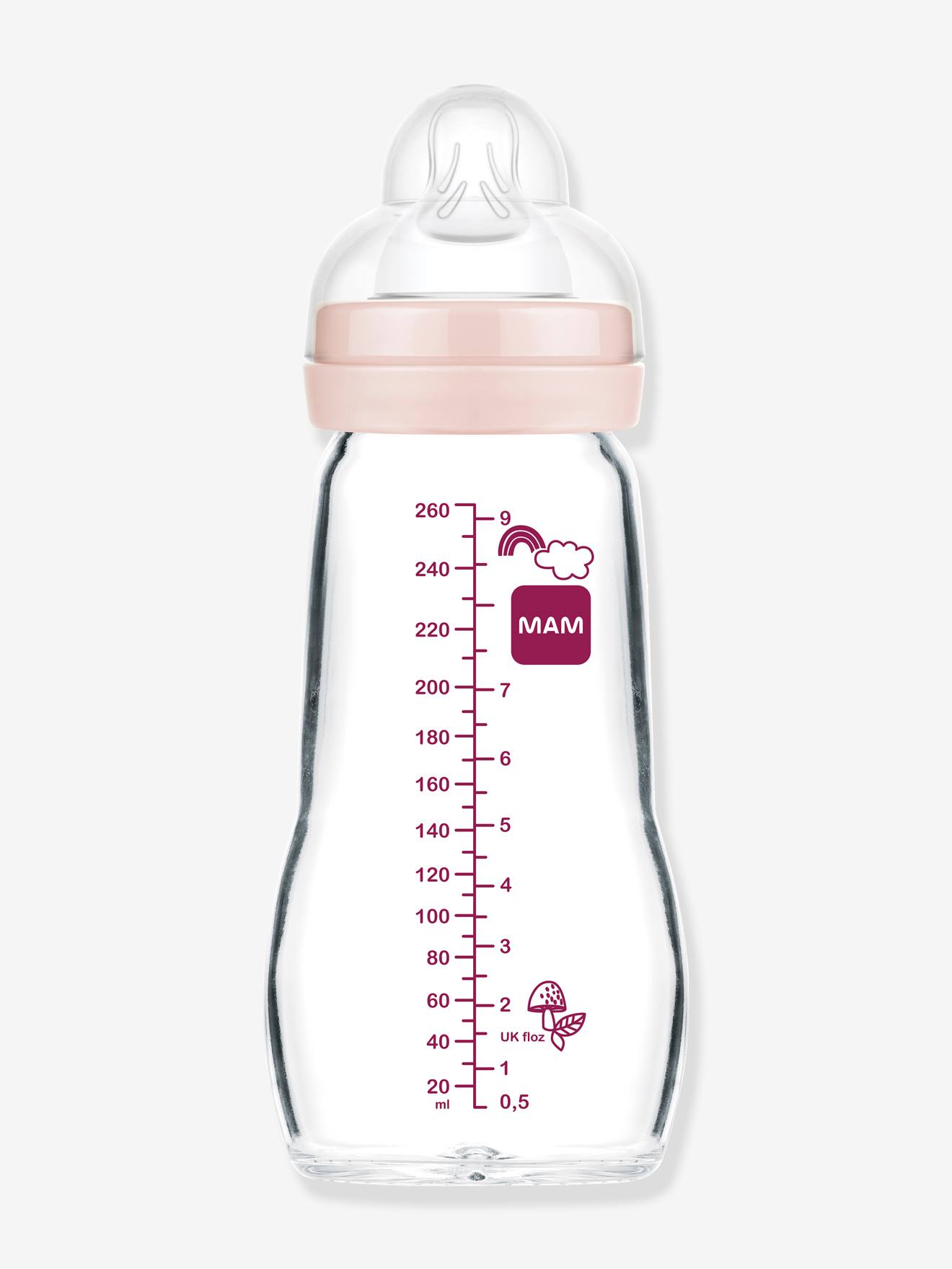 Biberon verre 260 ml MAM Feel Good débit 2 beige