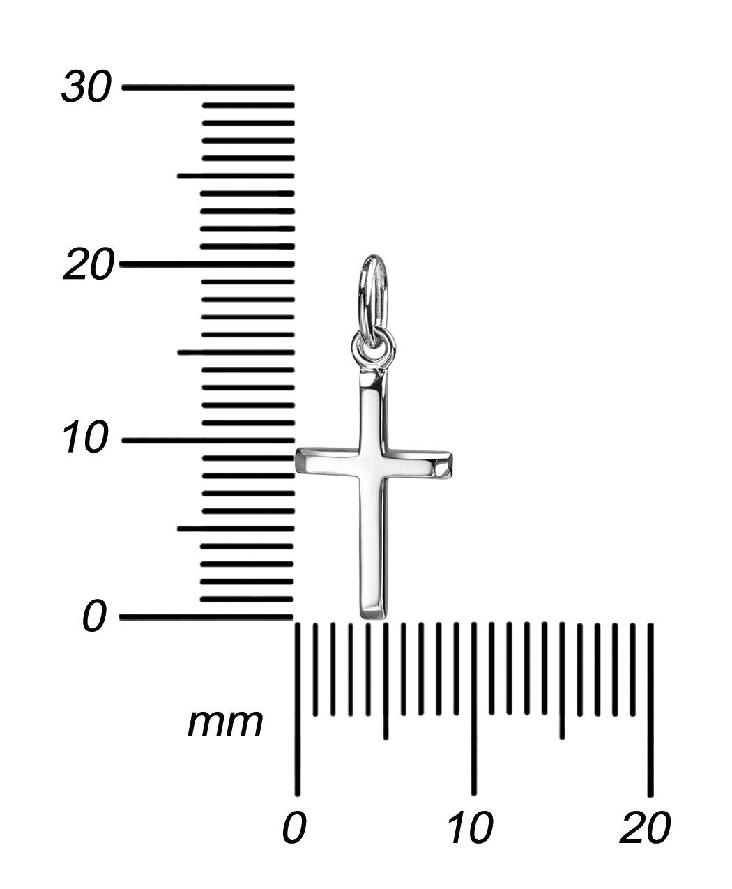 JEVELION Kreuzkette Kreuzanhänger 925 Silberkreuz - Made in Germany (Silberanhänger, für Damen und Kinder), Mit Silberkette 925 - Länge wählbar 36 - 70 cm oder ohne Kette.