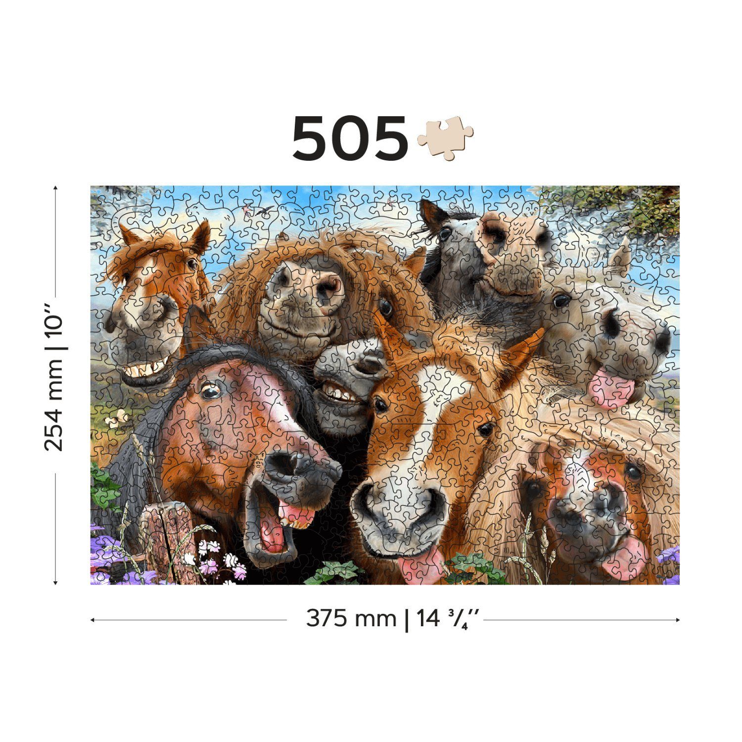 Wooden City Puzzle WoodenCity Verrückte Pferde Puzzle 505 Holzpuzzle, 505 Puzzleteile