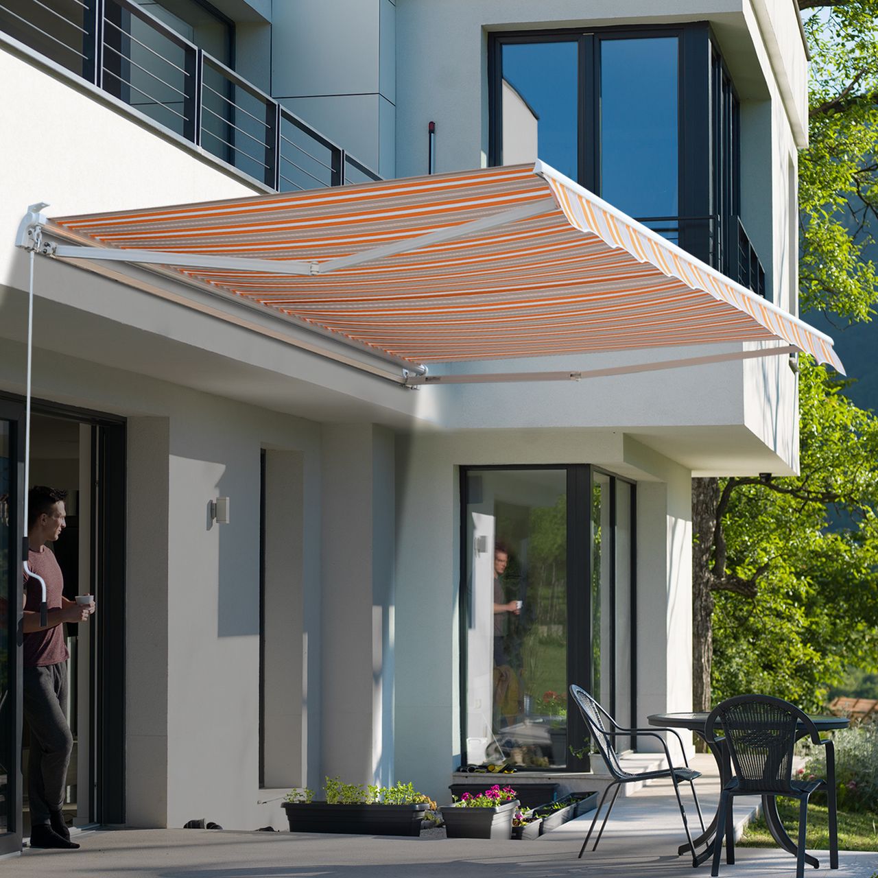 Outsunny Markise Alu-Markise Aluminium-Gelenkarm-Markise mehrfarbig (Modell2)