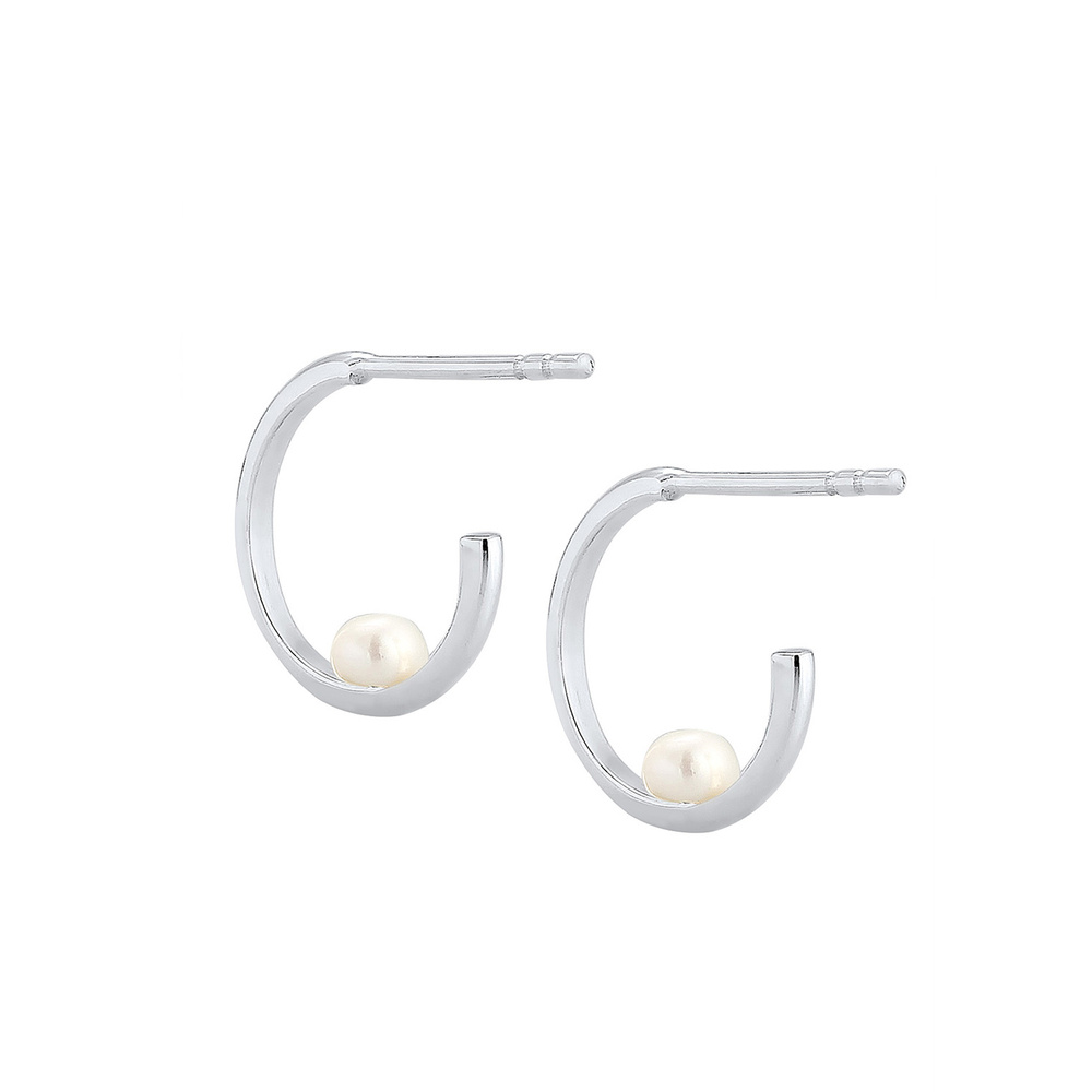 Elli Elli Boucles d'Oreilles Creole Hänger Geo Süwasserzuchtperle 925 Silber Boucles d'oreilles