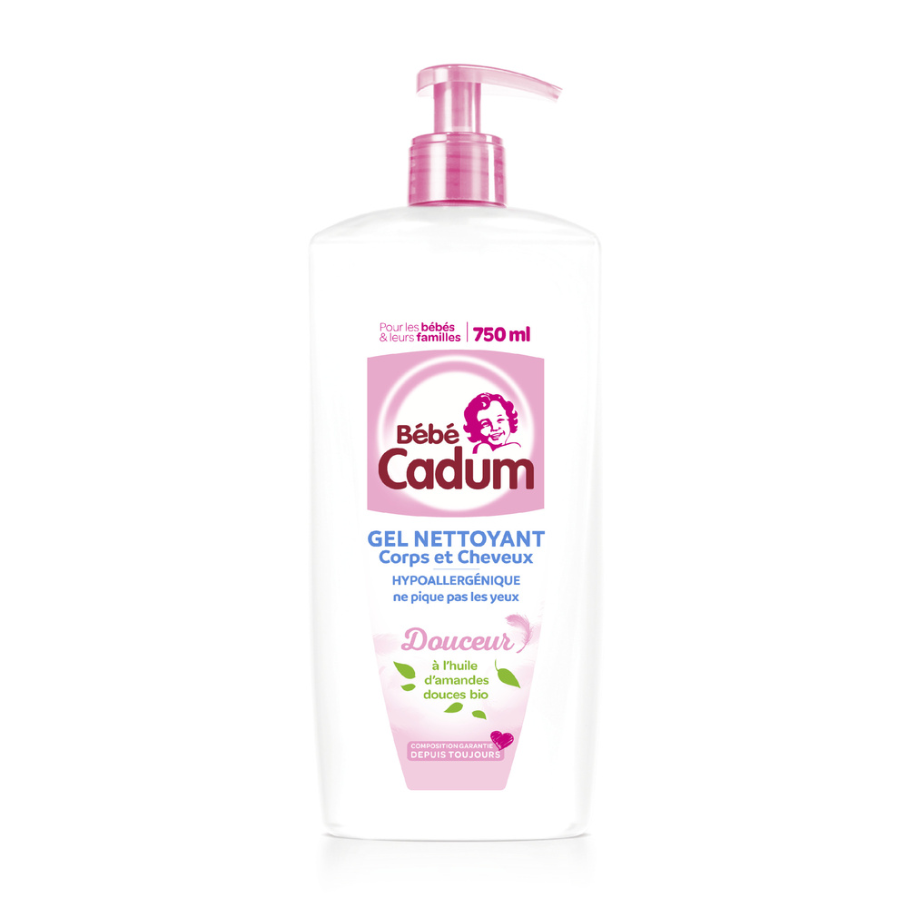 cadum Bébé Cadum Gel Nettoyant Corps et Cheveux à l'Huile d'Amandes Douces Bio pour Bébé