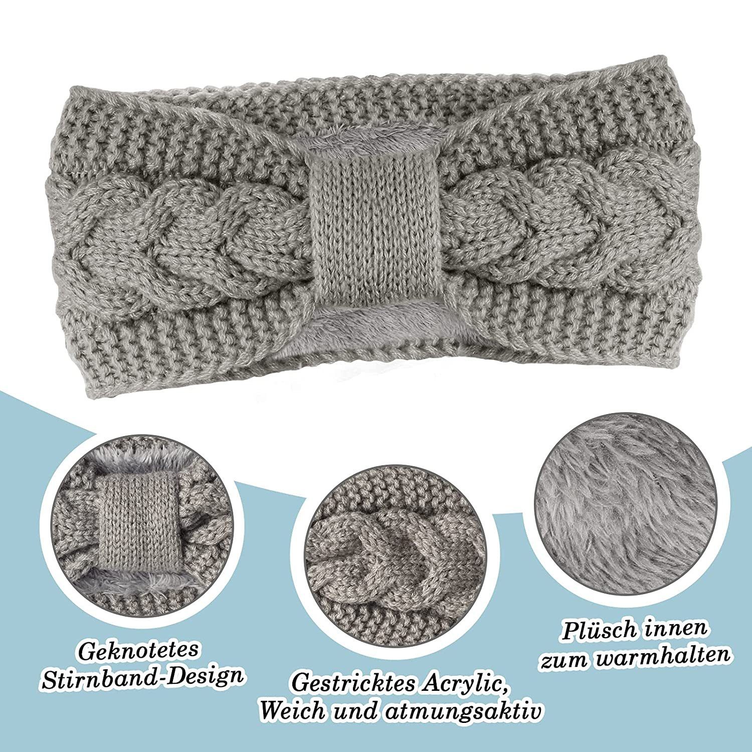 zggzerg Stirnband Stirnband Damen Winter, 2 Pcs Stirnbänder Strick, Haarband Ohrenwärmer