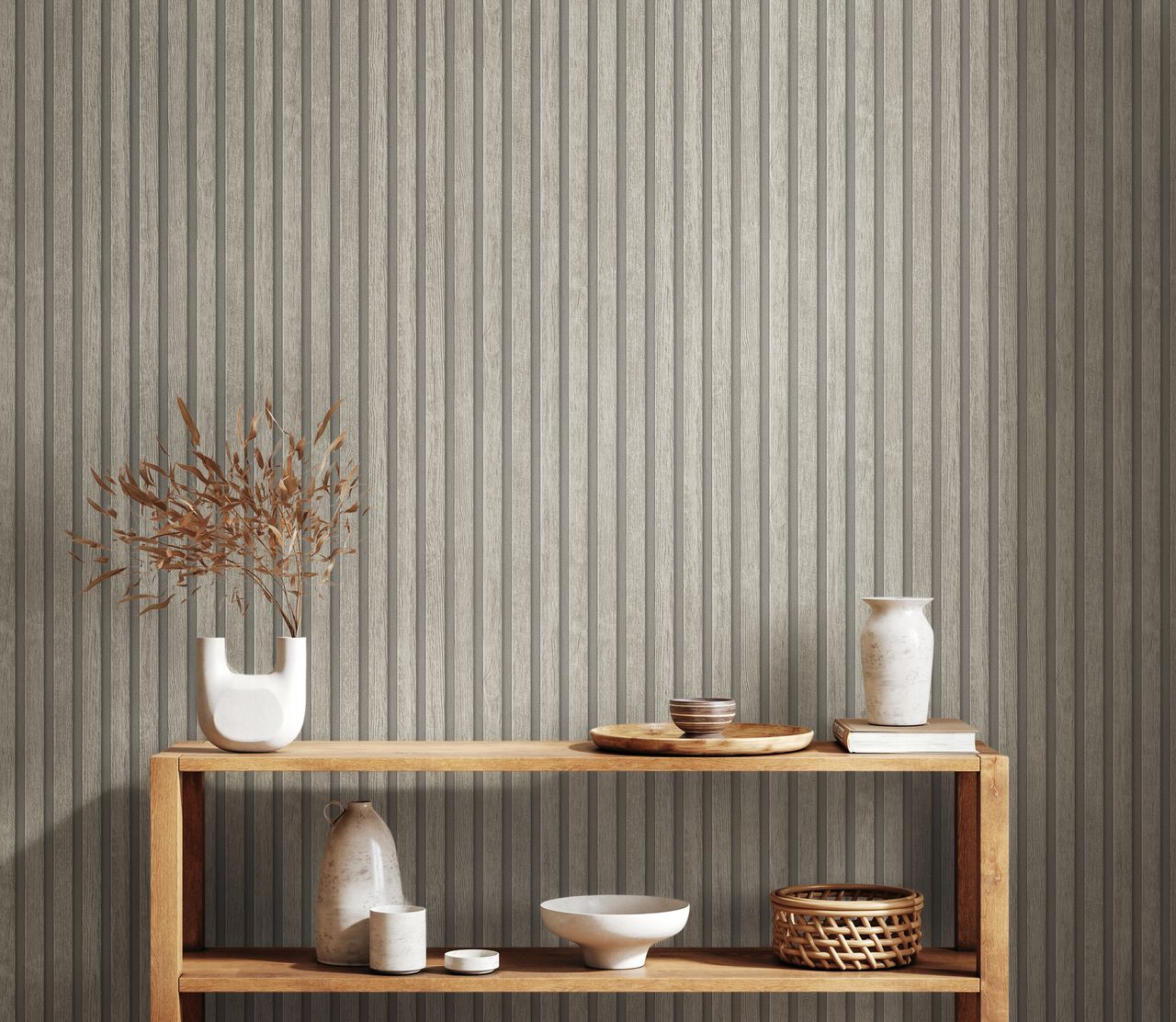 AS Creation A.S. Création - Tapete Holzpaneele Grau, Beige