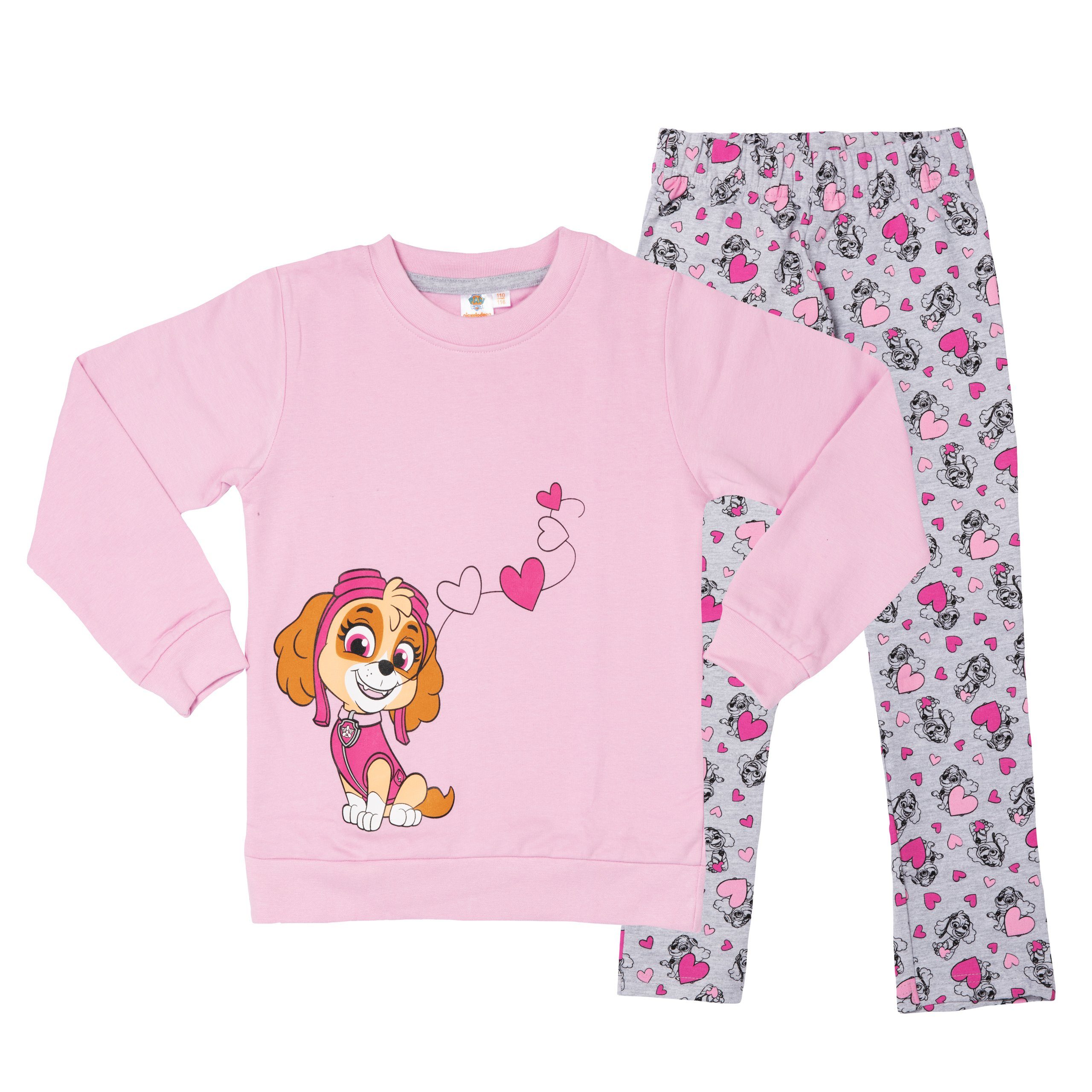 United Labels® Jogginganzug Paw Patrol Jogginganzug für Mädchen Skye Rosa/Grau