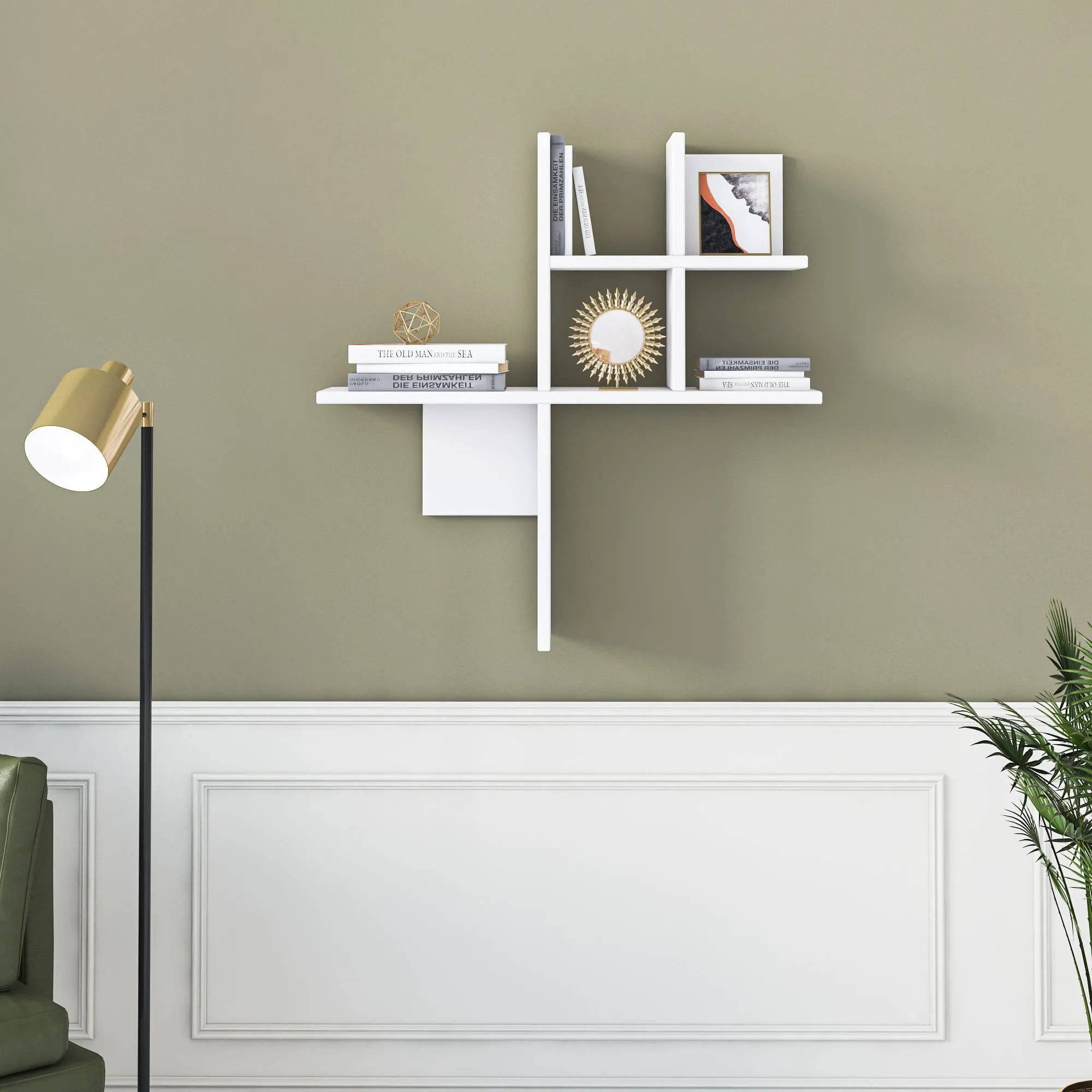 Minimadecor Wandregal Balance Weiß & Braun/Weiß 74 cm x 76cm x 23cm