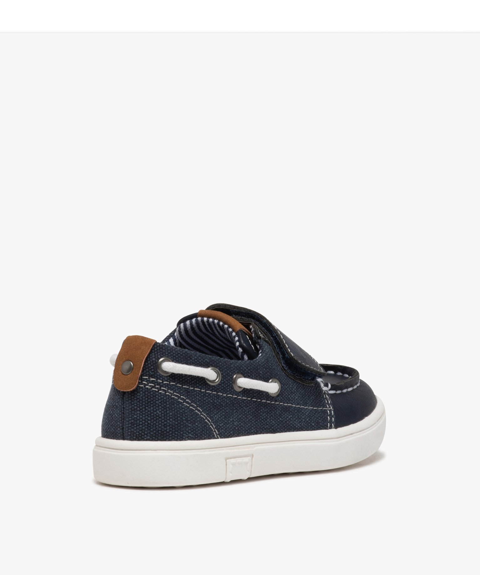 Chaussures bateau Garçon bi-matières à scratch marine | GEMO
