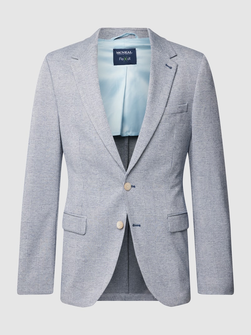 Slim Fit 2-Knopf-Sakko mit Glencheck-Muster in blau