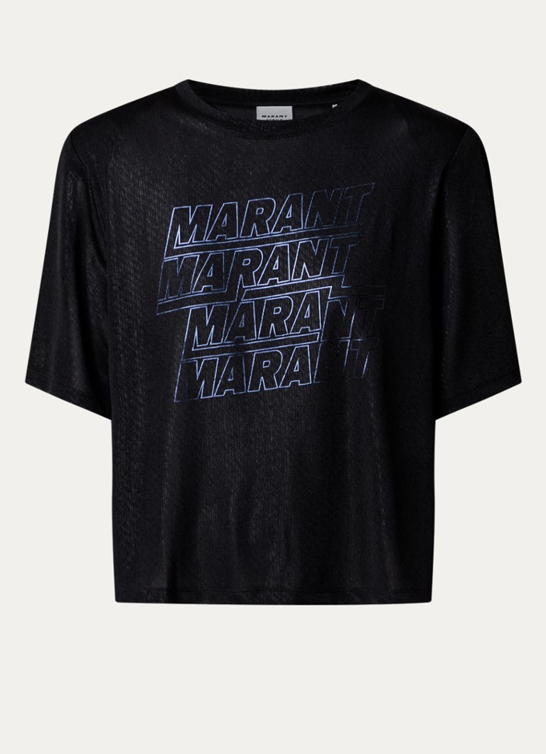 Isabel Marant Freya poluprozirni top s logotipom i jastučićima za ramena