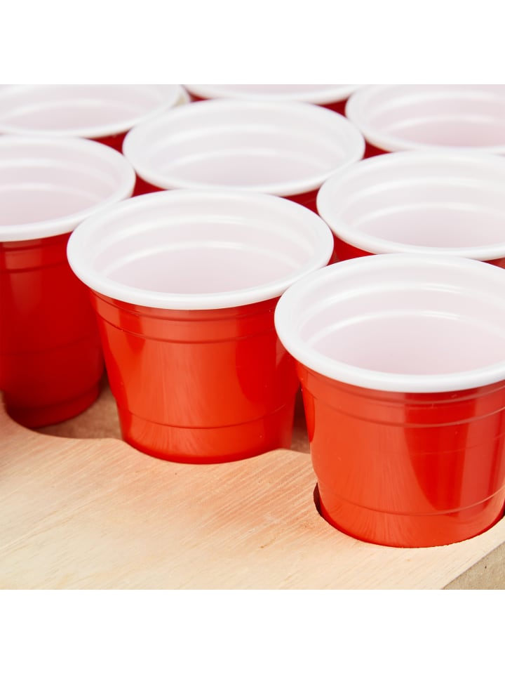 relaxdays Mini Beer Pong in Natur/Rot günstig kaufen onesize