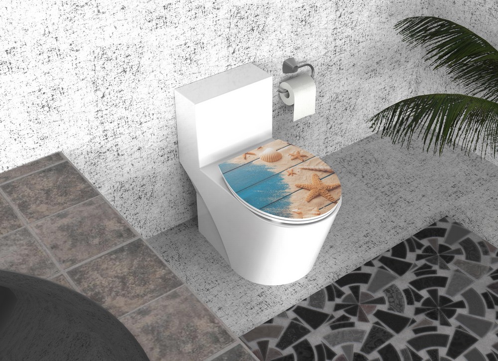 K&H Sanitary Duschwell Duroplast WC-Sitz Carving Printing - Muschel