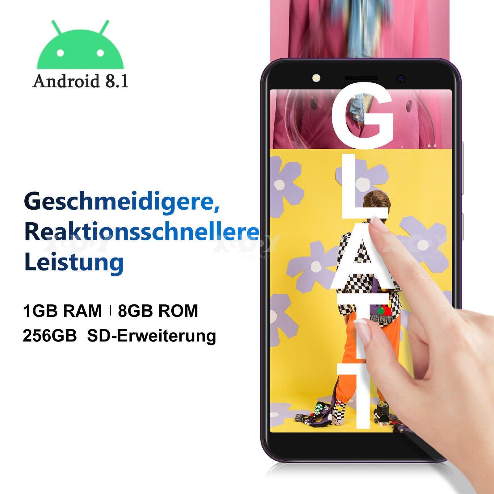Ulife XGODY Mate 10, 2500 mAh, 1GB RAM, 8GB ROM, Android 8.1, 3G Smartphone (5 Zoll, 8 GB Speicherplatz, 5 MP Kamera, Gesichtserkennung, Dual-SIM)