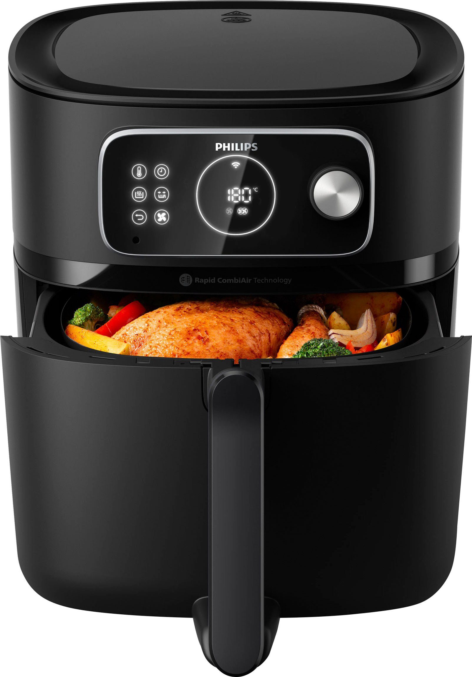 Philips Heißluftfritteuse Airfryer XXL HD9875/90, 2000 W, mit WiFi Konnektivität, 30 AutoCook Programmen und Warmhaltefunktion