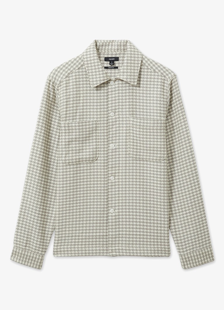 Reiss Naqua regulāras piegriezuma krekls ar houndstooth rakstu